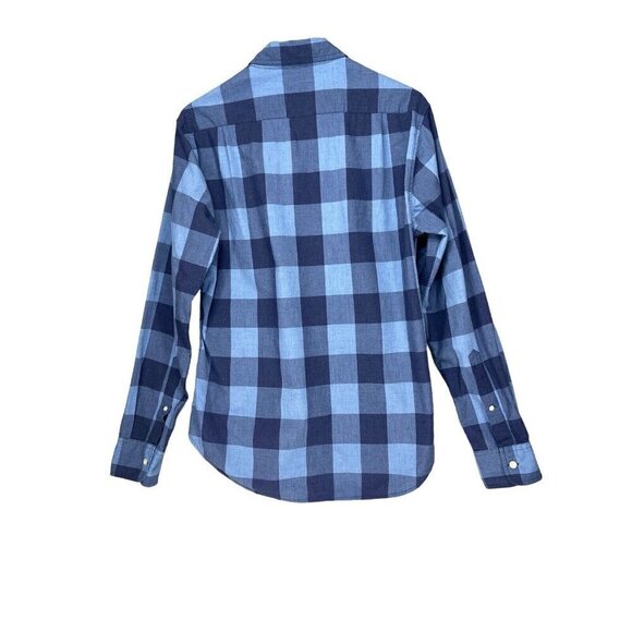 BONOBOS Long Sleeve Button Up Shirt Slim Fit Men Small Plaid Blue Cotton - Picture 2 of 10